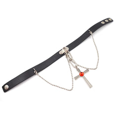 Rosario + Vampire Cross Necklace - Moka Akashiya Choker with Red Gem