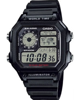 Casio AE-1200WH-1AV black world time digital watch with resin strap