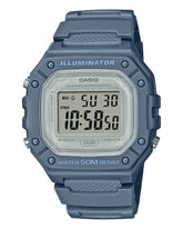Casio W-218HC digital watch color collection with blue and cream pink resin strap variants