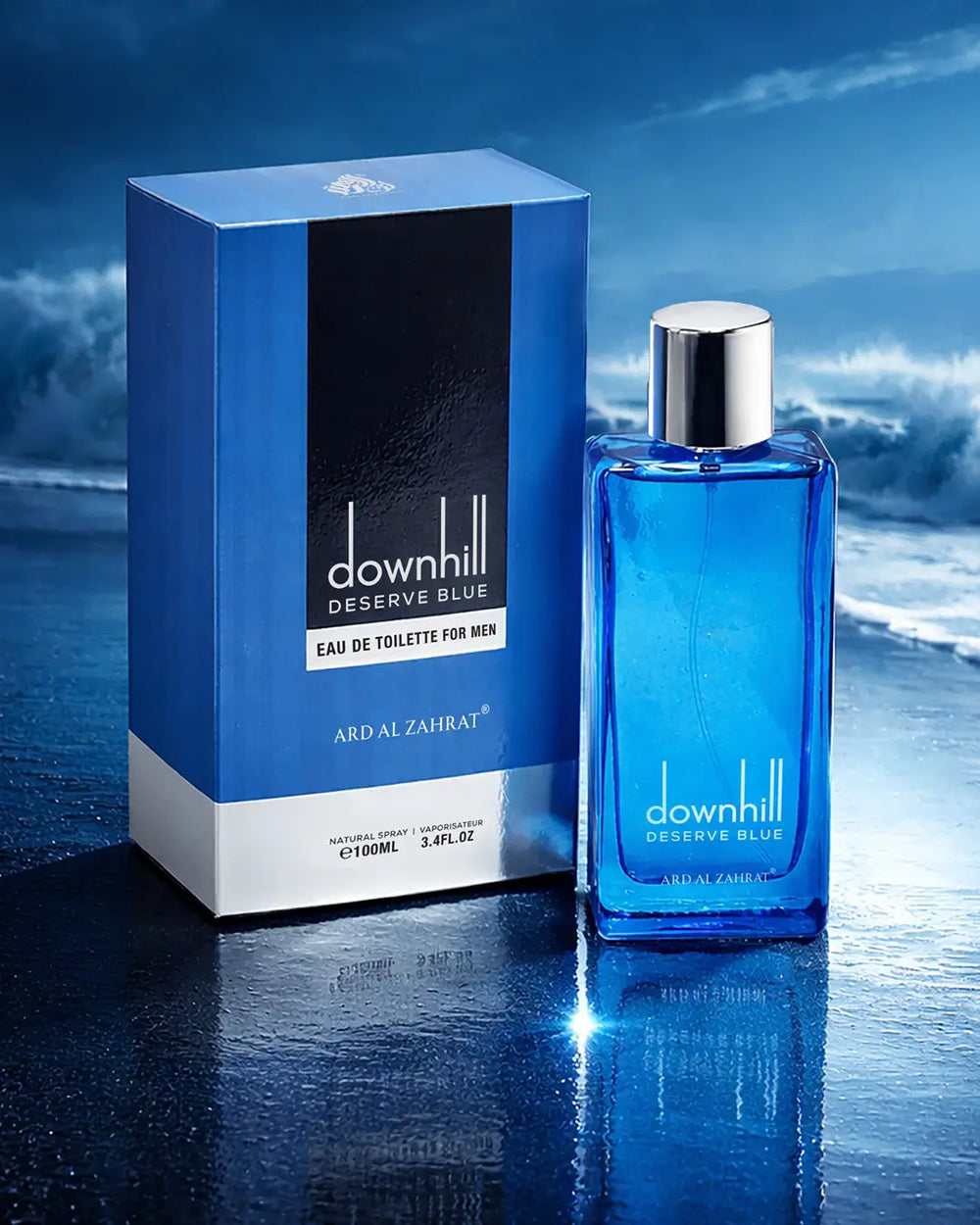 Downhill Deserve Blue Eau de Toilette for Men 100ml blue perfume bottle