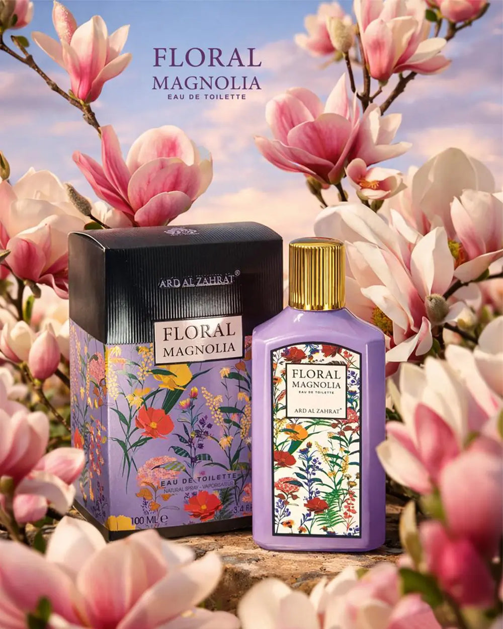 Floral Magnolia Eau de Toilette 100ml purple bottle perfume