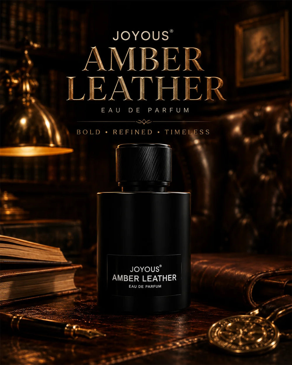 Joyous Amber Leather perfume 100ml – luxury black bottle – MMRK_1