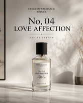 No. 04 Love Affection Eau de Parfum bottle on reflective surface_1