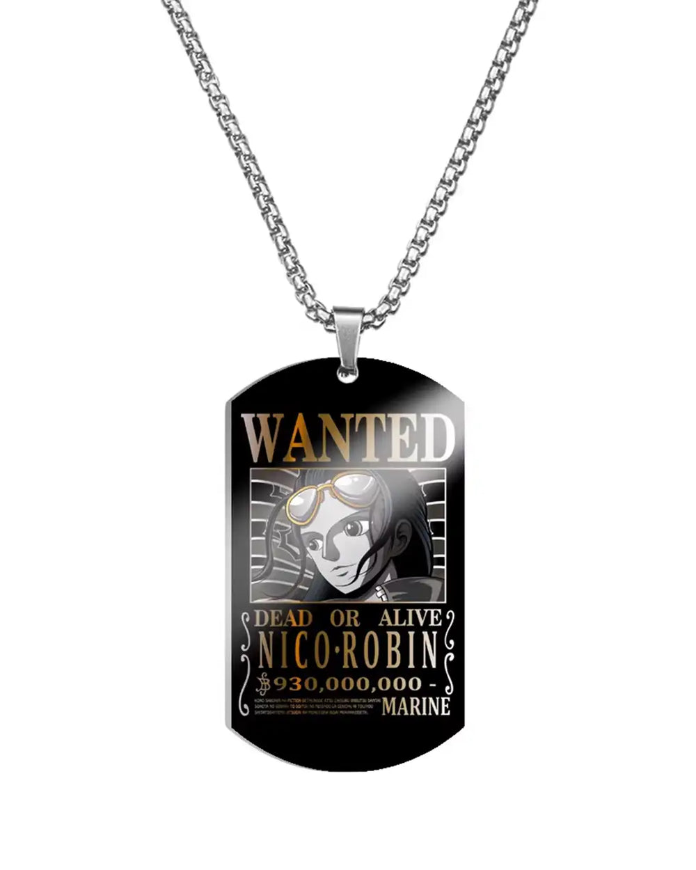 One Piece Nico Robin wanted poster necklace 930,000,000 berries