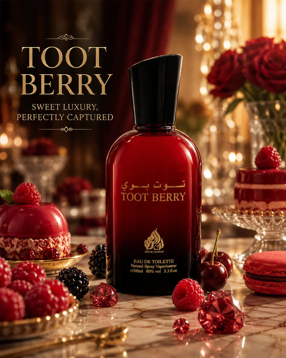 Luxury red berry perfume bottle with glossy reflections, fresh cherry atmosphere, cinematic fruity lighting, premium sweet fragrance aesthetic and elegant high-end perfume photography for Shopify beauty branding._1