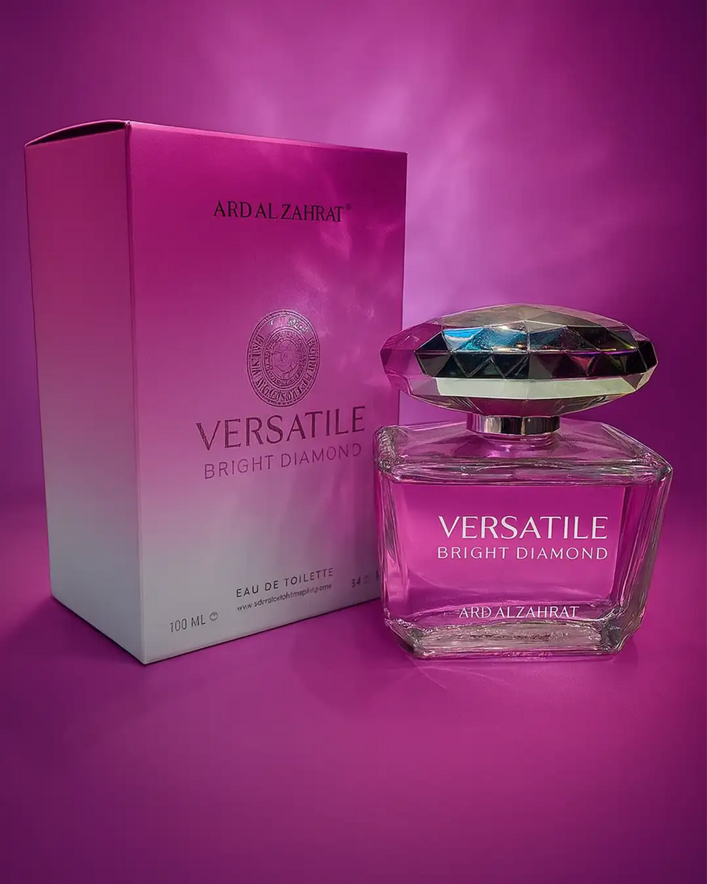 Versatile Bright Diamond perfume 100ml bottle for women in pink color