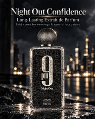 Afnan 9 PM Night Out unisex perfume with bold evening character