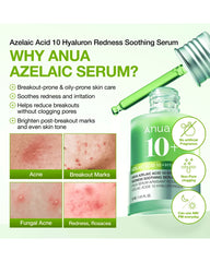 Anua Azelaic Acid 10 Serum benefits for breakout-prone oily skin, redness and post-blemish marks