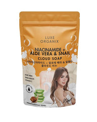 Luxe Organix Niacinamide Aloe Vera & Snail Cloud Soap 180g front packaging
