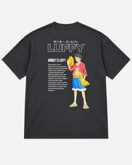 Charcoal One Piece Luffy oversized T-shirt back with large Luffy graphic