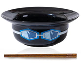 One Piece Ramen Bowl - Black Ceramic Anime Bowl with Franky Goggles Design
