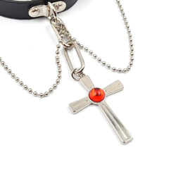 Rosario + Vampire Cross Necklace - Moka Akashiya Choker with Red Gem