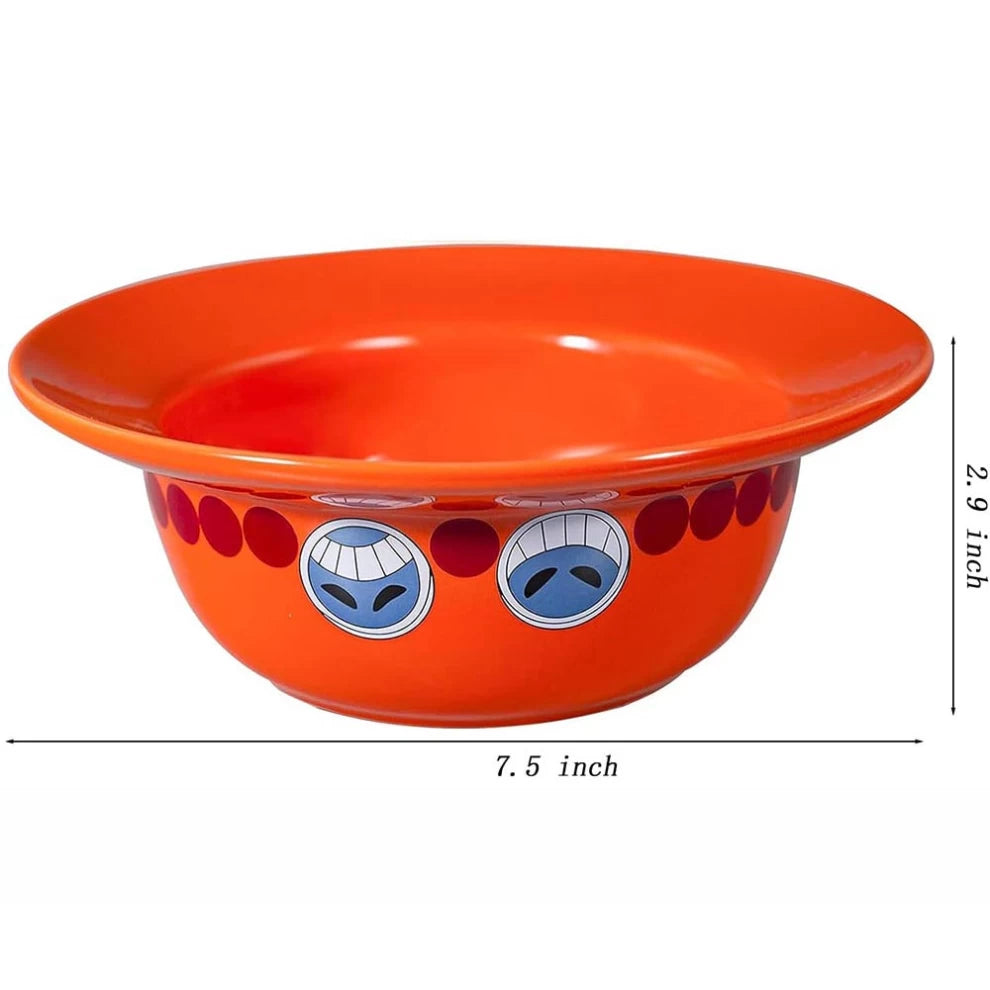 One Piece Ramen Bowl - Orange Anime Ceramic Bowl for Noodles and Soups