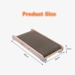 Wall-Mount Cat Scratching Board with Natural Wood Frame – 46x25 cm
