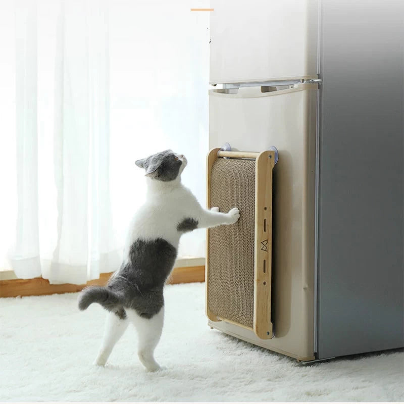 Wall-Mount Cat Scratching Board with Natural Wood Frame – 46x25 cm