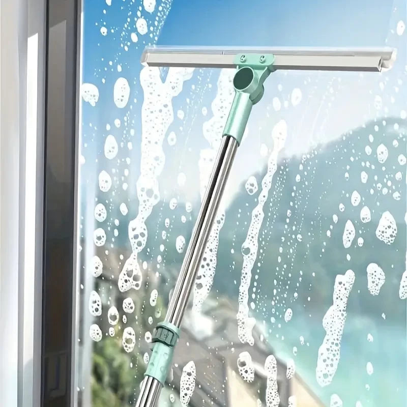 Adjustable Floor Squeegee Wiper with Stainless Steel Handle – Green