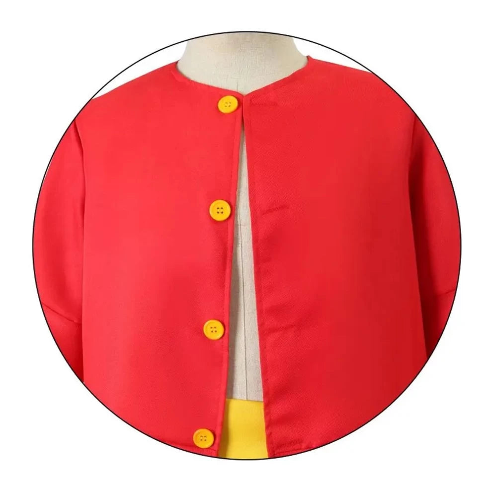 One Piece Monkey D. Luffy Cosplay Costume Set for Kids – Full Outfit with Hat & Slippers