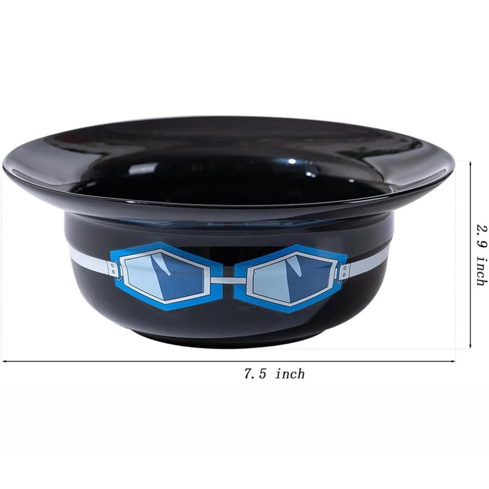 One Piece Ramen Bowl - Black Ceramic Anime Bowl with Franky Goggles Design
