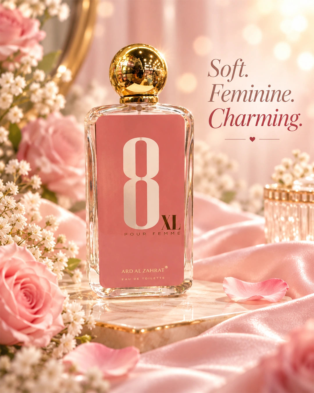 8 XL Pour Femme soft feminine fragrance with a sweet floral character