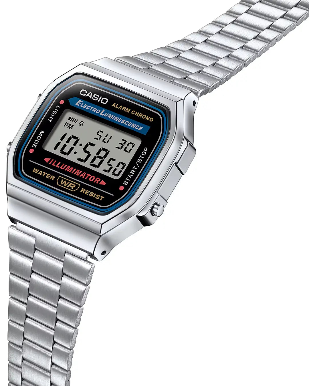 Casio A168WA-1 Vintage Digital Watch – Stainless Steel Retro Design