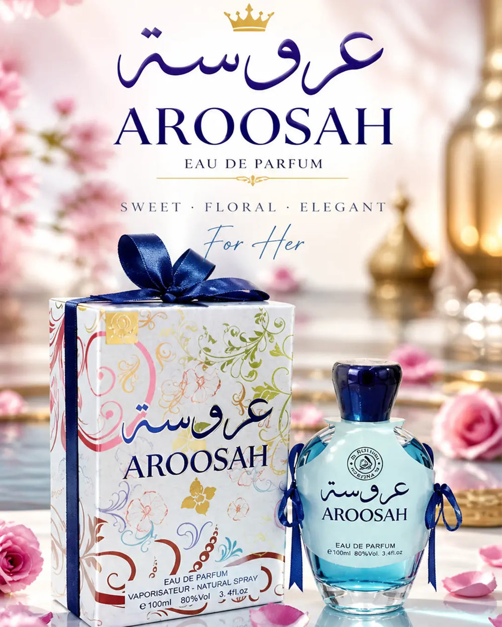 Aroosah Eau de Parfum – 100ml Blue Bottle Women’s Floral Perfume