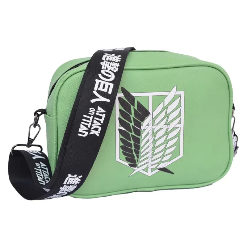 English: Attack on Titan Crossbody Bag Green with Survey Corps Wings of Freedom Logo