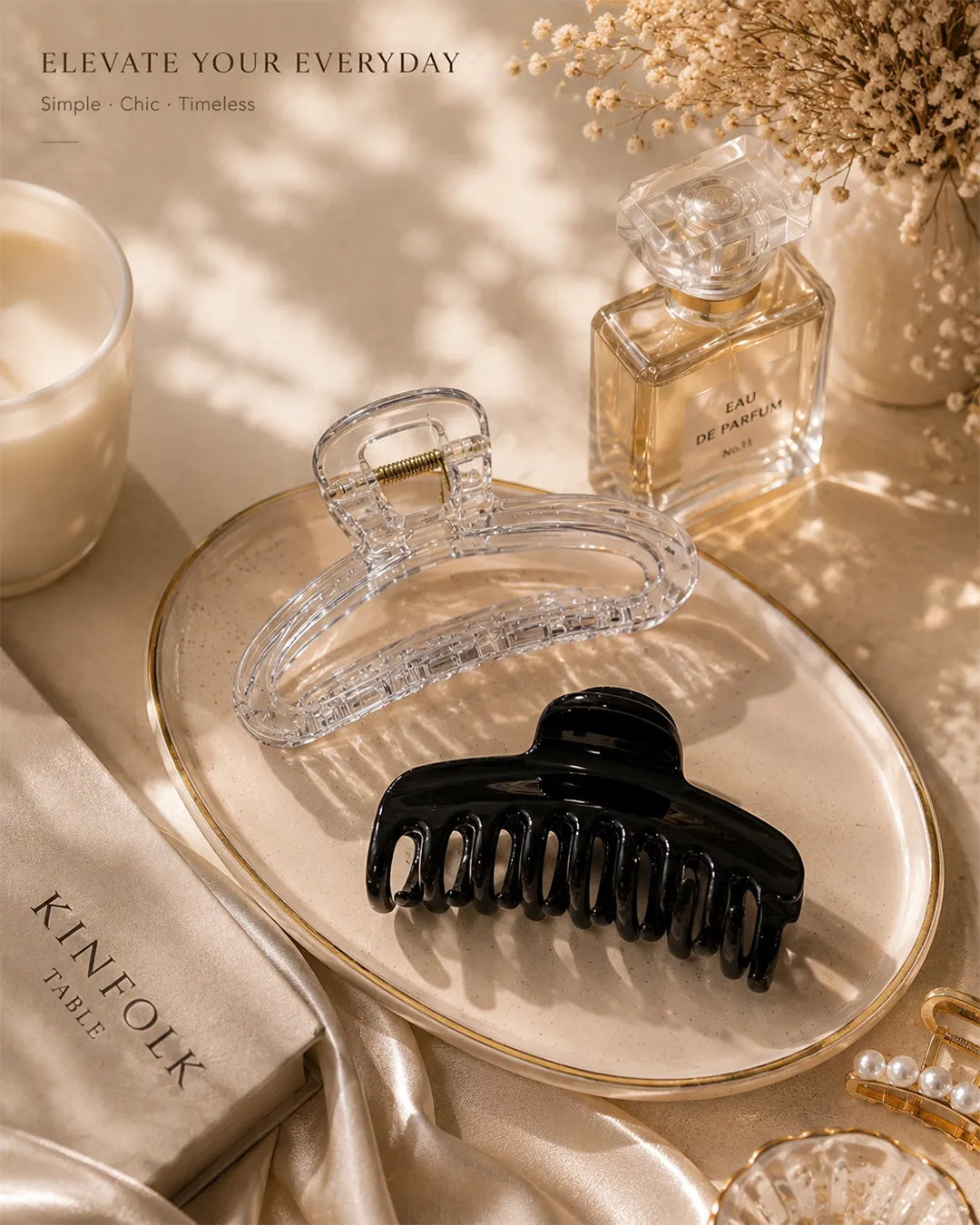Glossy Hair Claw Clip Set 2pcs 11cm UAE