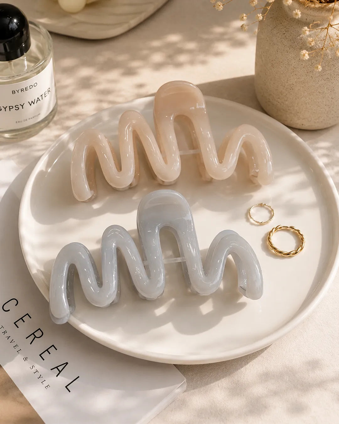 Glossy Wave Hair Clip Set 2pcs 10.5cm UAE