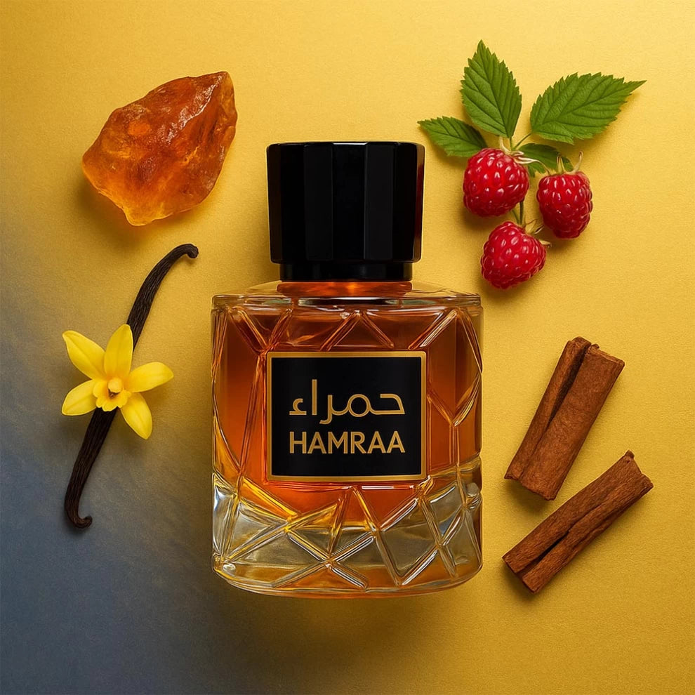 HAMRAA Eau de Parfum Unisex – 100ml Amber Bottle with Oriental Vanilla and Woody Notes
