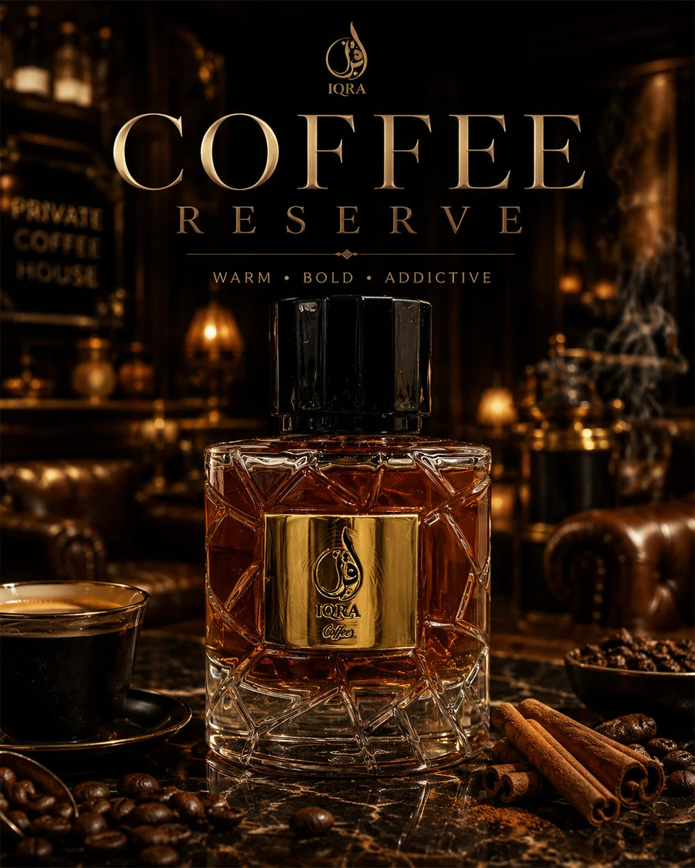 IQRA Coffee Eau De Parfum luxury coffee fragrance with amber vanilla and woody notes_1