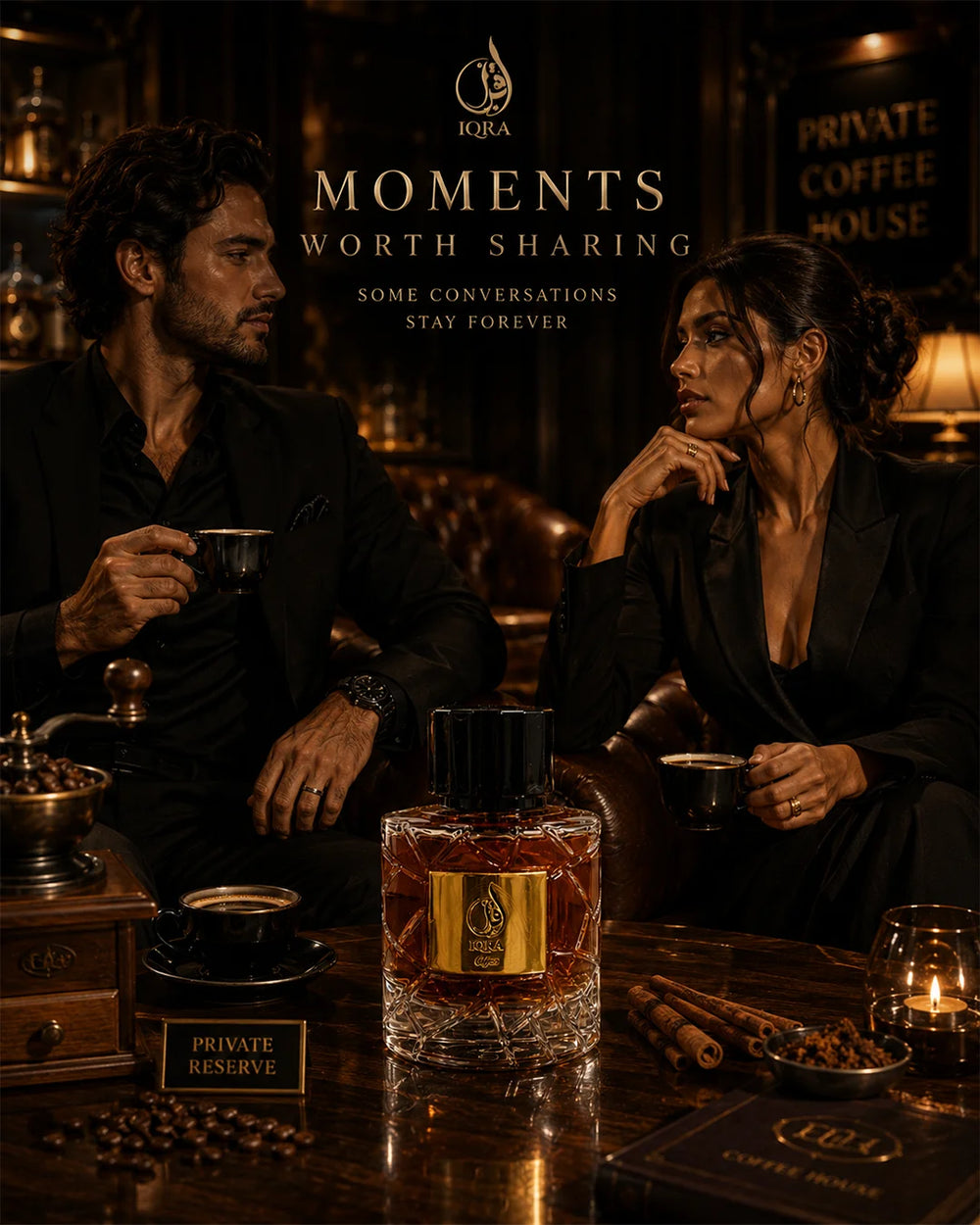 IQRA Coffee Eau De Parfum luxury coffee fragrance with amber vanilla and woody notes_3