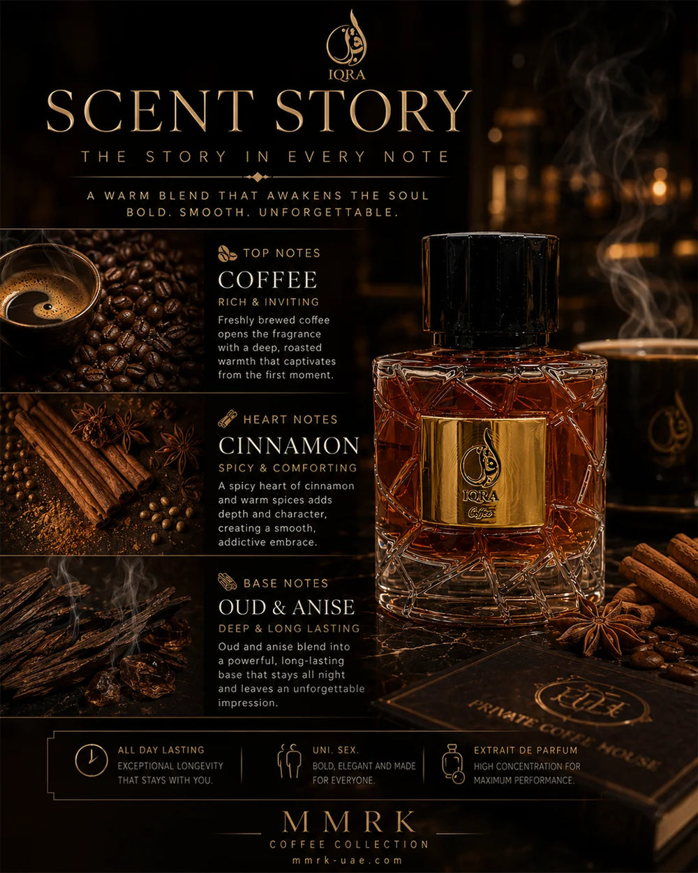 IQRA Coffee Eau De Parfum luxury coffee fragrance with amber vanilla and woody notes_4