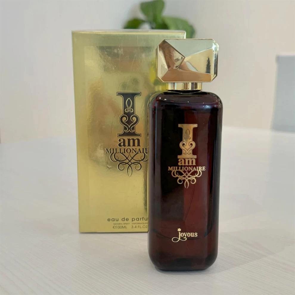 I Am Millionaire by Joyous – Eau de Parfum for Men 100ml gold box and dark bottle, luxury masculine scent