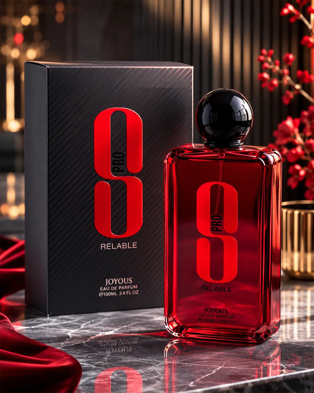 Joyous Relable 8 Pro Eau De Parfum luxury red perfume bottle with premium packaging