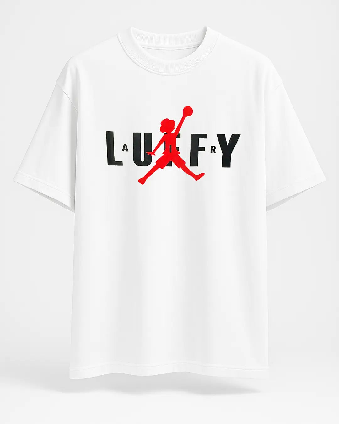 Luffy Air Jump Oversized T-Shirt – White Color – MMRK Dubai