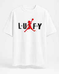 Luffy Air Jump Oversized T-Shirt – White Color – MMRK Dubai