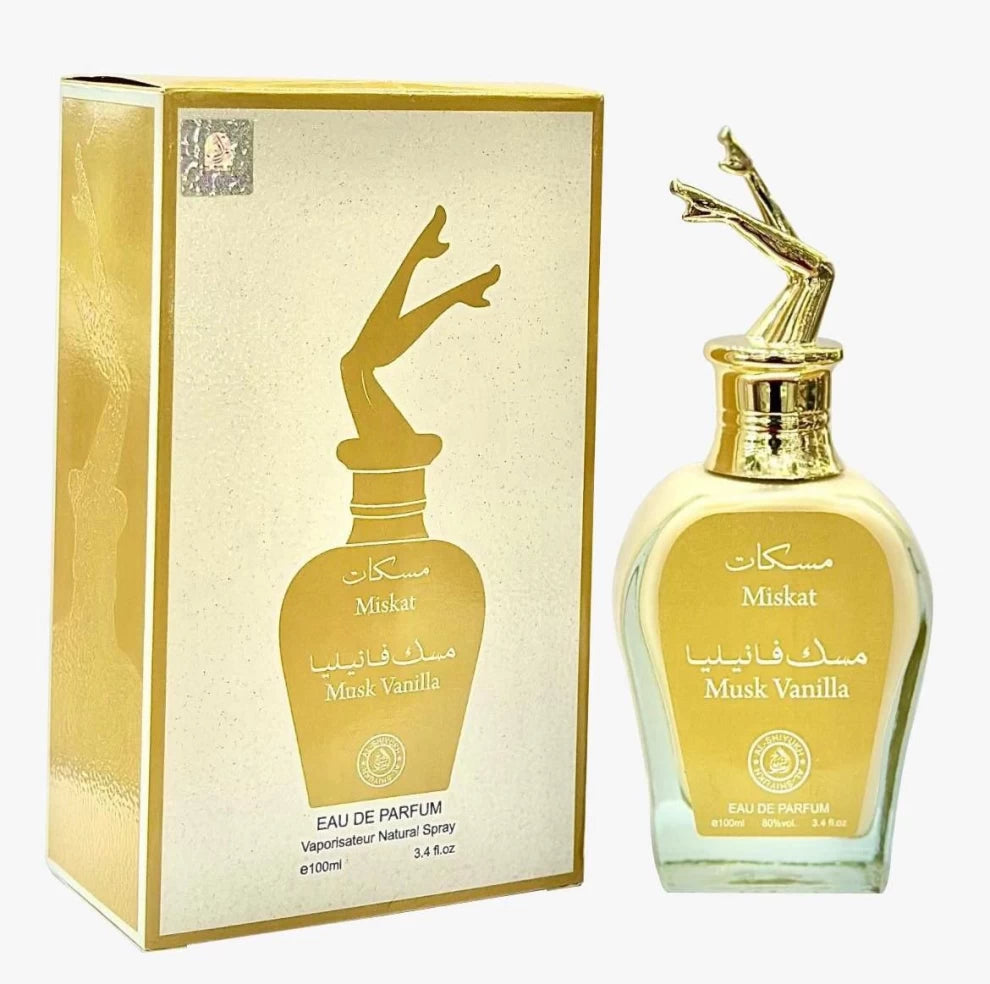 Miskat Musk Vanilla Eau de Parfum – 100ml Gold Bottle Unisex Perfume