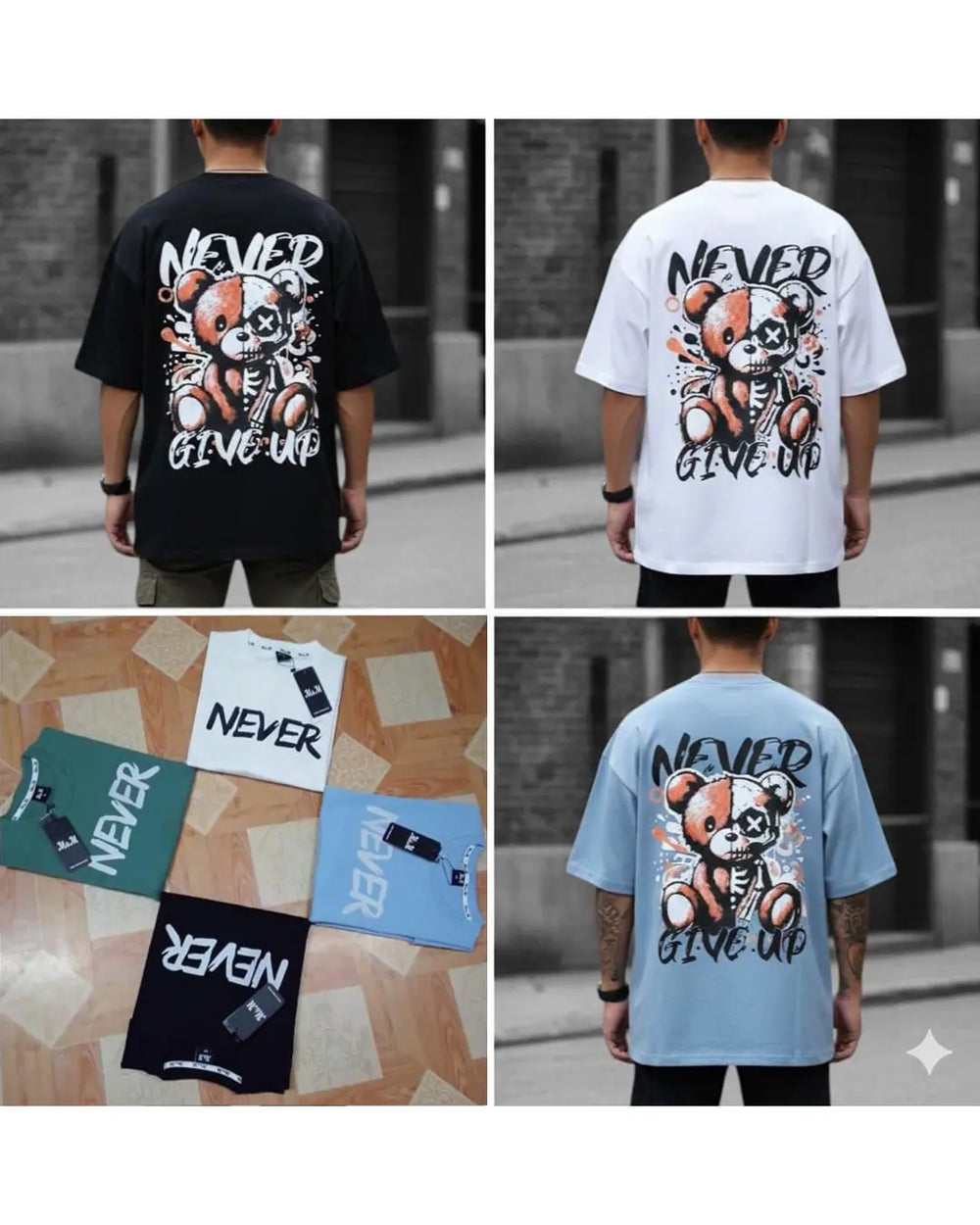 Never Give Up Oversized T-Shirt – Street Bear Edition | MMRK – MMRK UAE