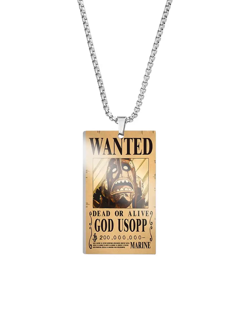 One Piece God Usopp wanted poster necklace 200,000,000 berries
