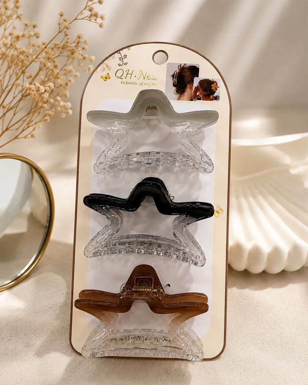 Star Hair Claw Clip Set 3 Pieces Transparent Hair Accessories