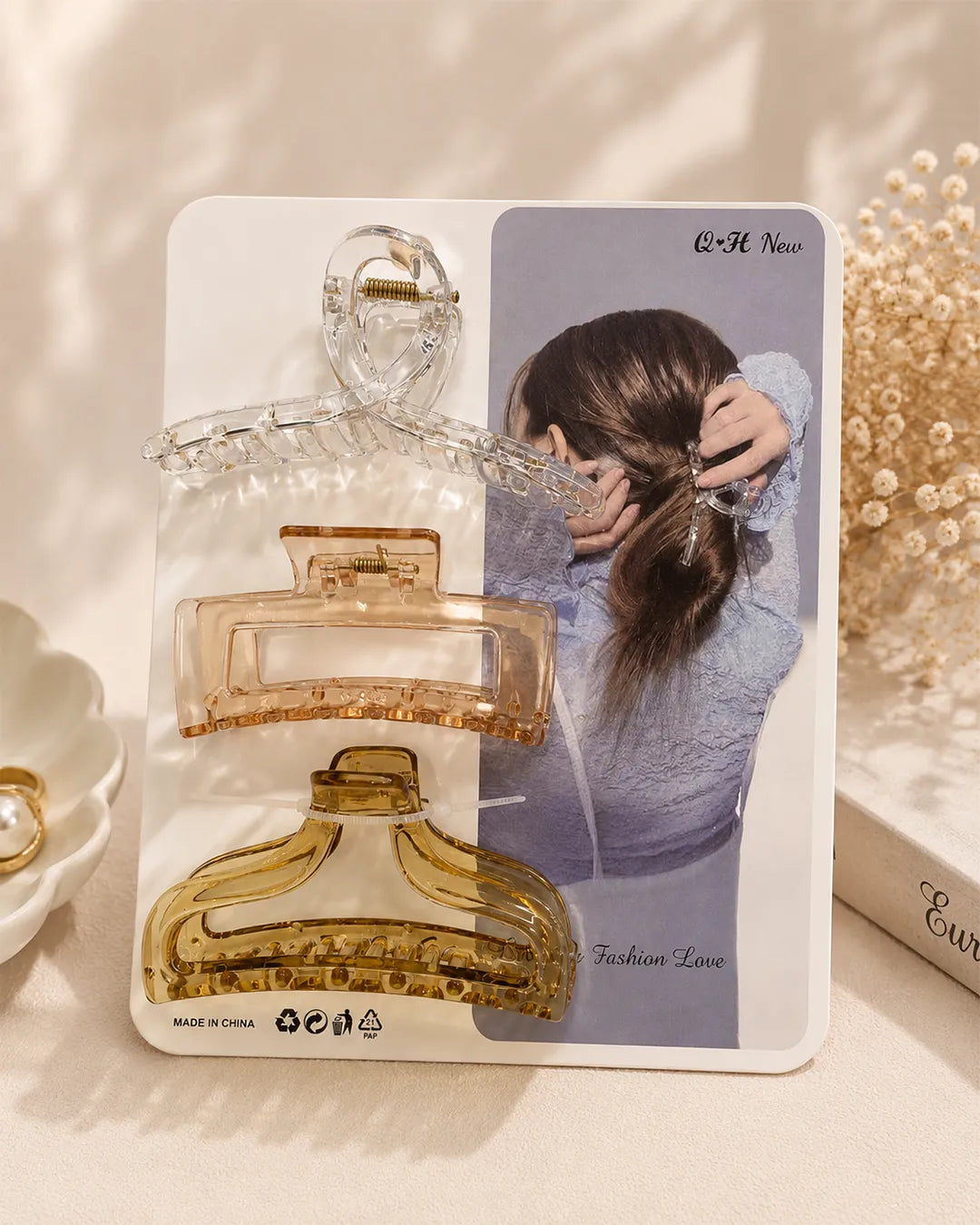 Elegant Transparent Hair Claw Clip Set 3pcs 11cm UAE