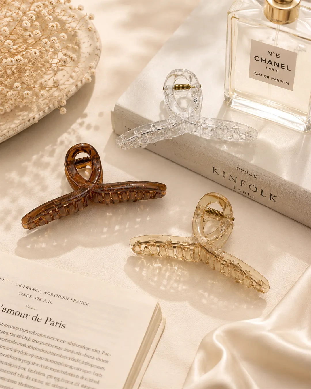 Elegant Transparent Hair Claw Clip Set 3pcs 11cm UAE