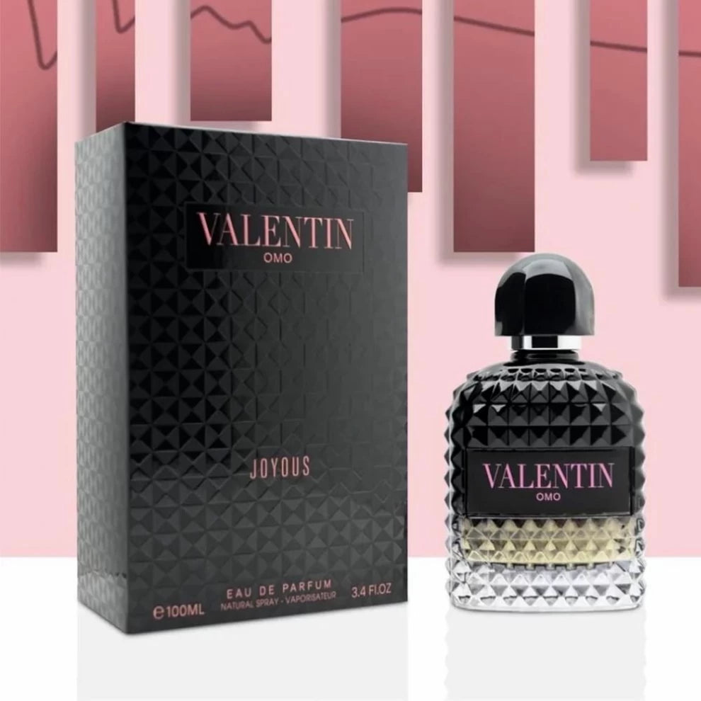 VALENTIN Omo Eau de Parfum for Men – 100ml black diamond-pattern bottle with elegant design