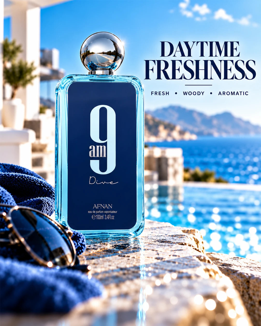Afnan 9 AM Dive fresh unisex Eau de Parfum for a clean confident daytime scent