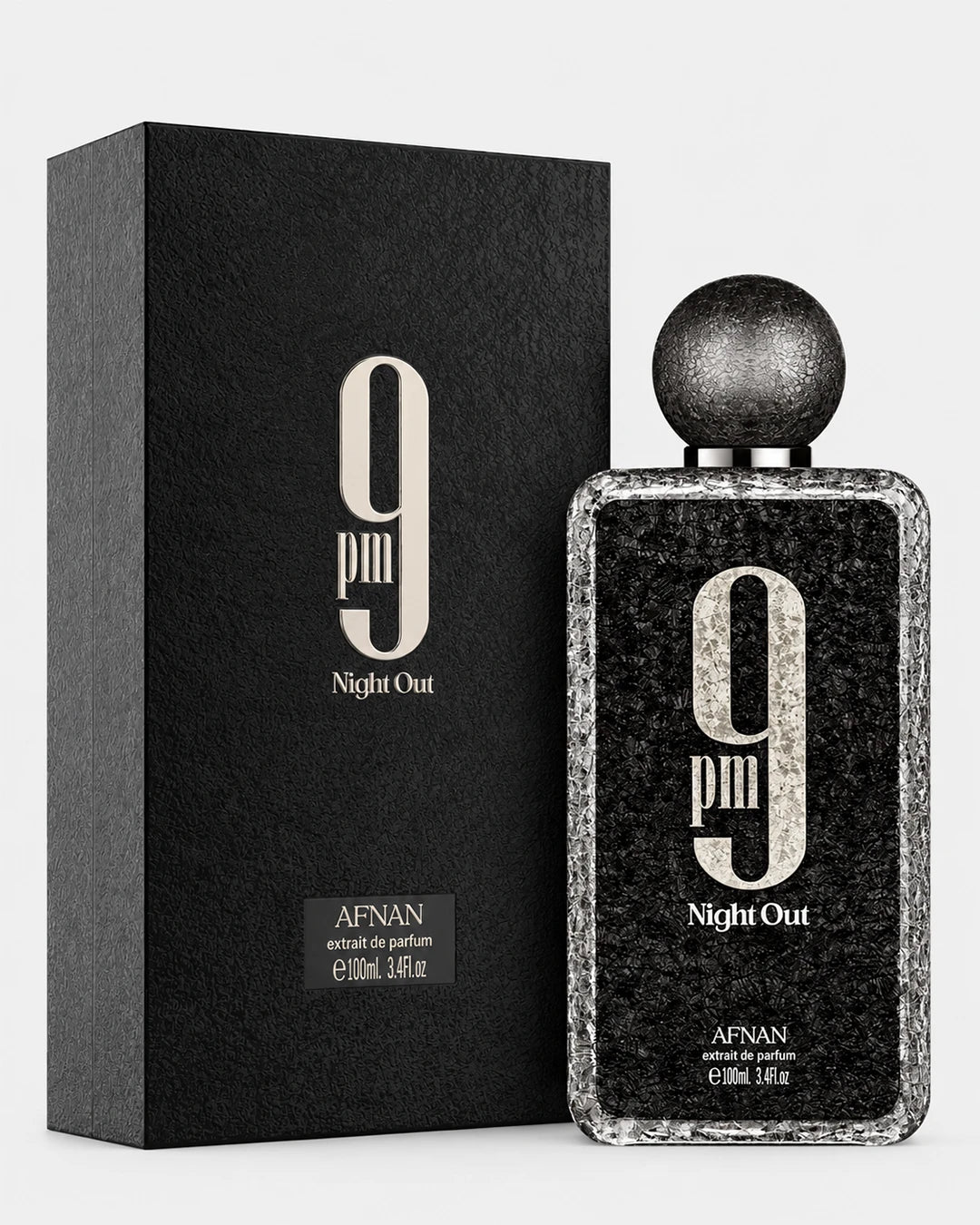 Afnan 9 PM Night Out Extrait de Parfum 100ml box and bottle