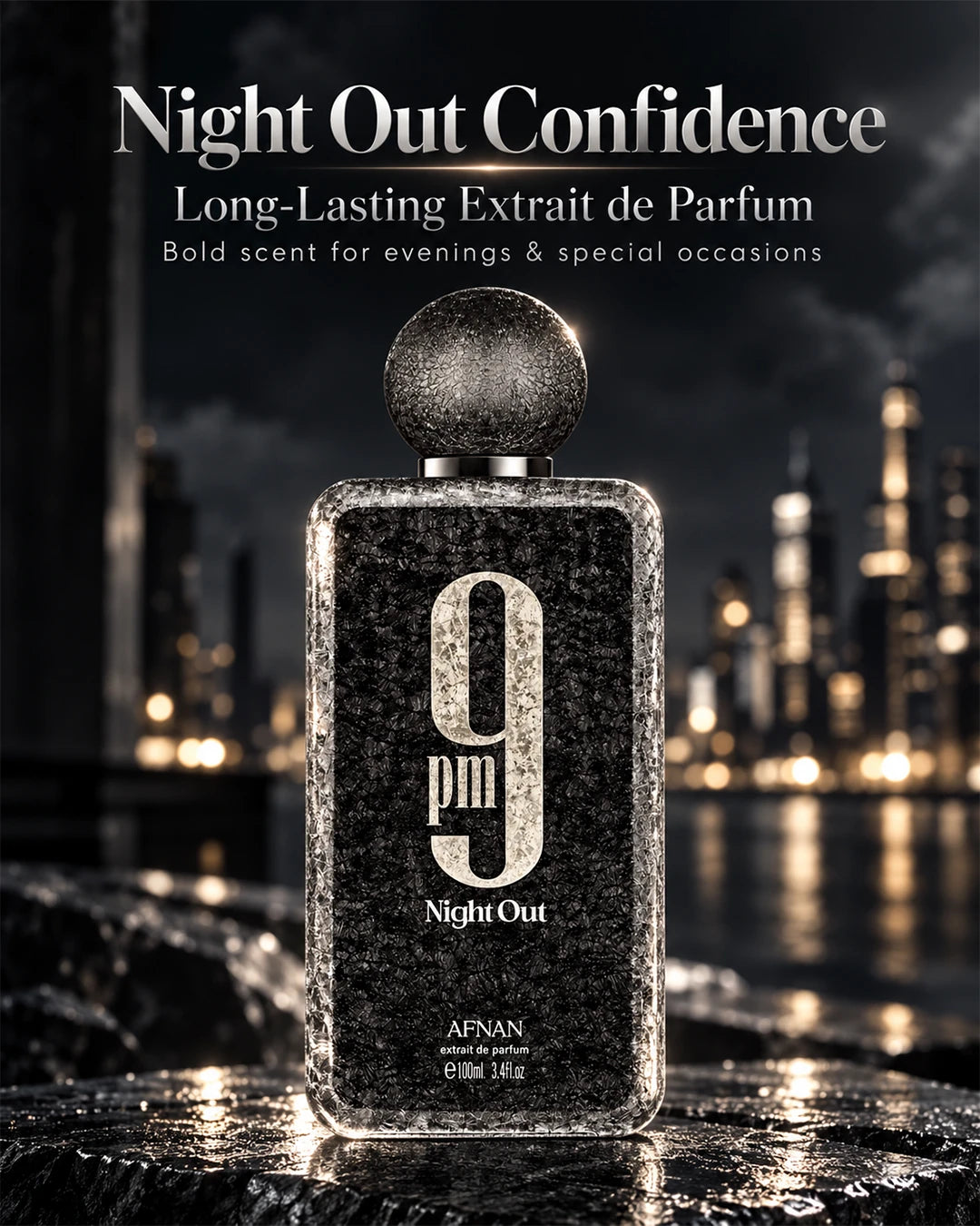 Afnan 9 PM Night Out unisex perfume with bold evening character