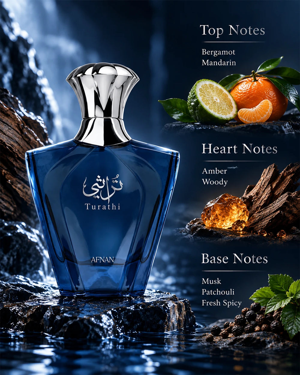 Afnan Turathi Blue Eau de Parfum 90ml fragrance notes image