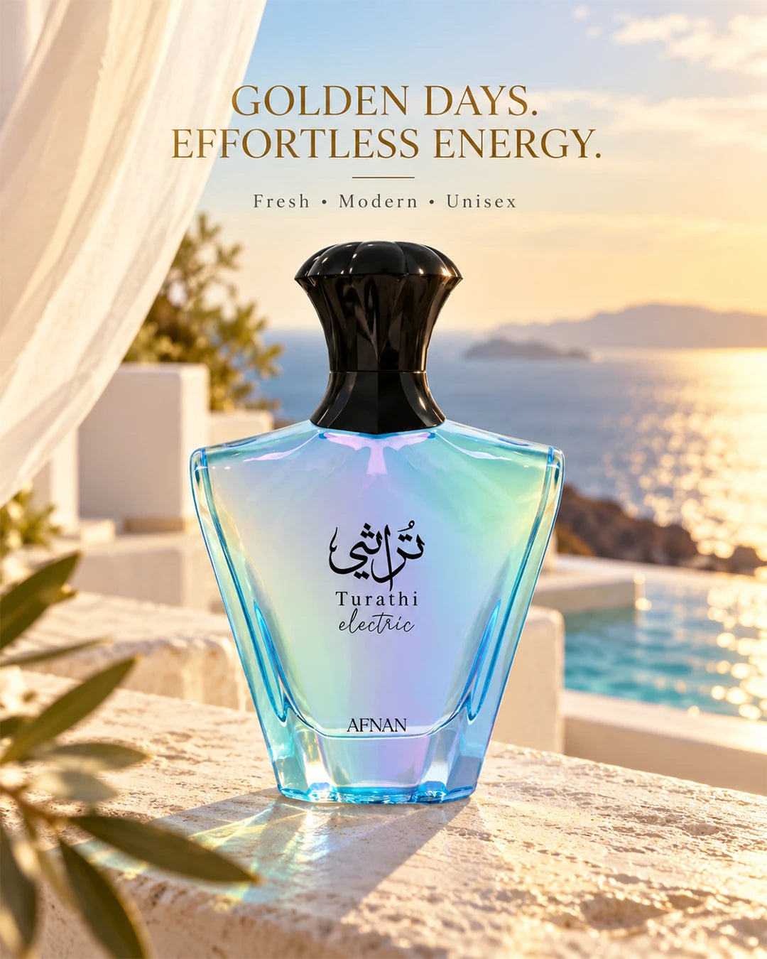 Afnan Turathi Electric unisex Eau de Parfum for bright golden days