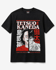 Akira Tetsuo and Kaneda black graphic T-shirt with red and white front print, 100% cotton