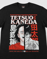 Close-up of Akira Tetsuo and Kaneda red, white and black manga graphic print